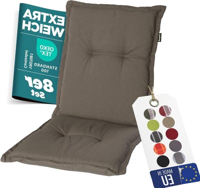 Tuinstoelkussens Set - Dikke Zitkussens - Buiten Zitten - Extra Lichtbestendig - 8 Stuks - Taupe