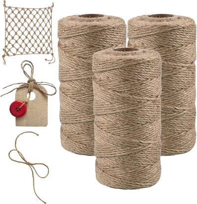 Natuurlijke Jute Touw van 300 m - 1.5 mm Jute Koord voor DIY Creaties, Ambachten, Versieringen en Decoraties