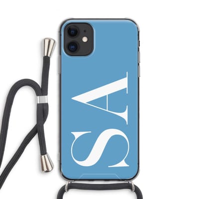 Gepersonaliseerd - Case Company® - Hoesje met koord geschikt voor iPhone 11 hoesje met Koord - Monogram N°2 - Telefoonhoesje met Zwart Koord - Extra Bescherming aan alle Kanten en Over de Schermrand