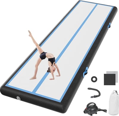 Opblaasbare gymnastiekmat met elektrische luchtpomp - 3 m, 10 cm hoog, veelzijdig voor yoga, tuin, camping en training