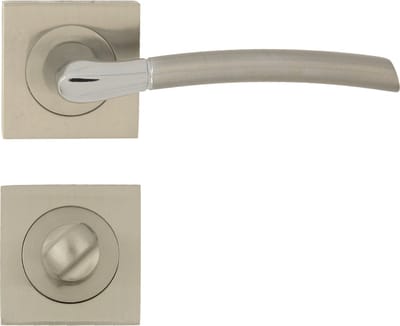 DOMINO PRESTO-QR - Deurkruk WC vierkant - Chroom/Nikkel - Badkamerslot privacy - Aluminium set - Binnendeuren