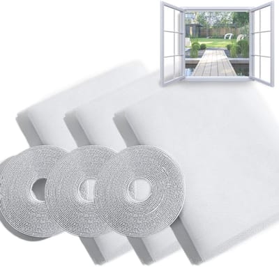 Insectenhor Raam Wit - Vliegengaas Zonder Boren met Klittenband - 3 Stuks 1,3 x 1,5 m