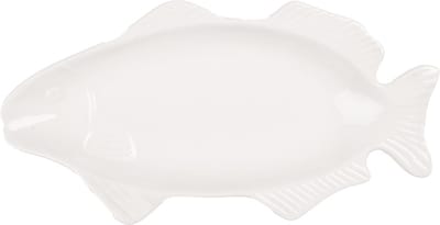 Clayre & Eef Schaal Vis 30x15x3 cm Wit Keramiek