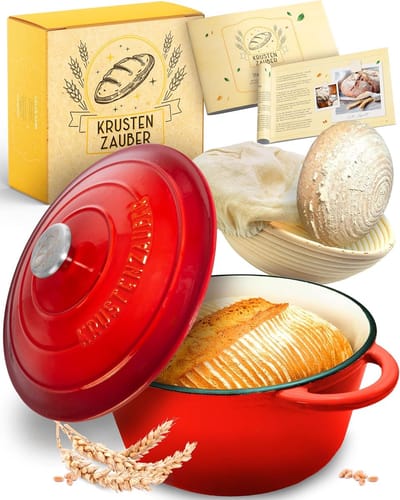 Gietijzeren Pan met Fermentatiemand - 26 cm Emaille Broodpot voor Broodbakken