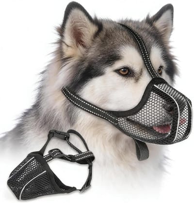 Zachte Mesh Hondenmuil voor Grote en Middelgrote Honden, Verstelbaar en Ademend, Voorkomt Bijten en Kauwen (Maat L)