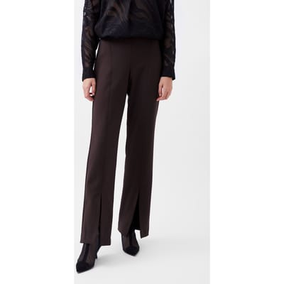 French Connection Whisper Front Split Trouser Chocolate Ganache Maat: 16 | Straight Broeken Outlet | Dames | Bruin