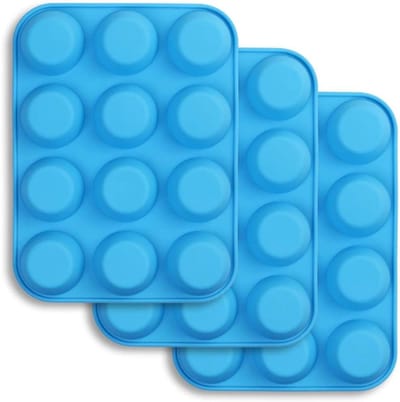 Siliconen Muffinvorm - Bakvorm Cupcake - Zelf Bakken - Anti-aanbaklaag - 12 Kopjes - Blauw