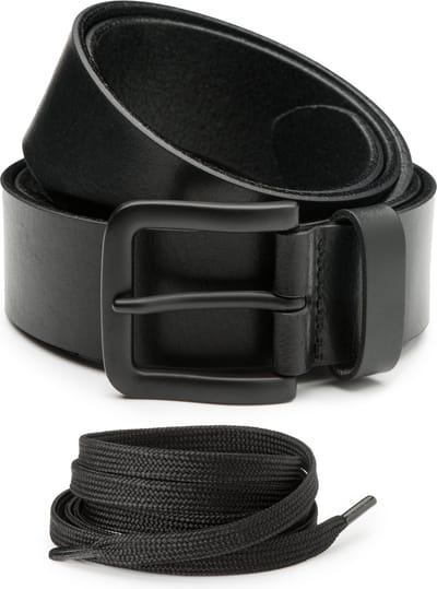 DTCH. FIT Lange riem Jack XXL Zwart - Riemmaat 125cm/Totale lengte 140cm – 4cm breed & Zwarte XXL Sneaker Veter - 140cm