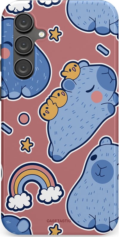 Casetastic Hoesje Geschikt voor Samsung S23 FE - Stijlvolle Beschermende Duo-layer Case - Capibara knuffelvriend