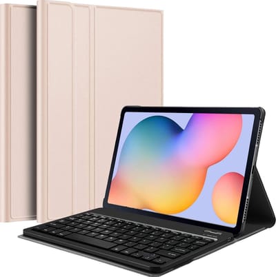Hoes - Geschikt voor Samsung Galaxy Tab S6 Lite - Toetsenbord Case - Keyboard Book Cover - Hoesje - Goud