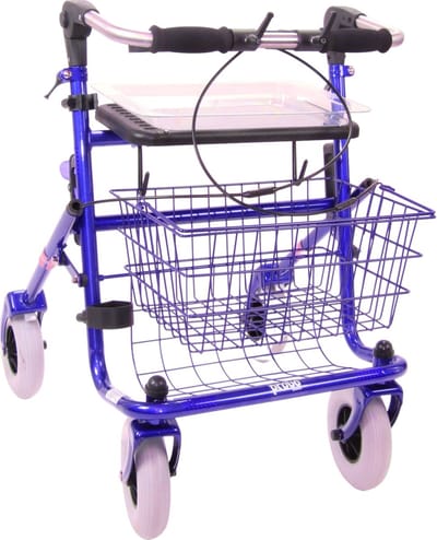 Rollator 43 cm zitbreedte - Premis Provo - Tot 120 kg - In hoogte verstelbaar - Voorzien van Inklapbare duwbeugel - Metallic Blauw