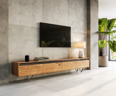 TV-meubel Stonegrace acacia natuur 240 cm 4 deuren design meubilair 4 deuren