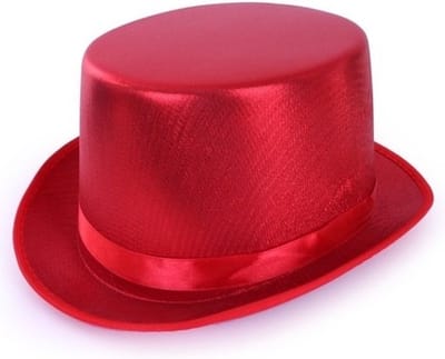 Partyxplosion Hoge verkleed hoed - metallic rood - volwassenen - klassiek model