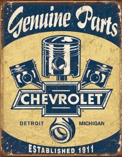 Wandbord - chevrolet genuine parts -30x40cm-