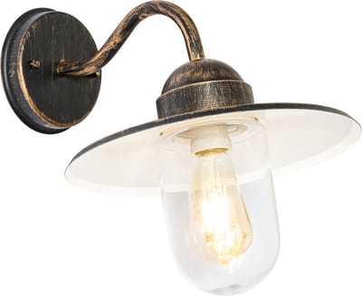 QAZQA kansas - Landelijke Wandlamp voor buiten - 1 lichts - D 37 cm - Zwart Goud - Buitenverlichting