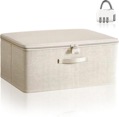 Veilige Opbergdoos met Combinatieslot - Ideaal voor Kleding, Speelgoed en Medicijnen - Stevige Opbergbox met Handvatten (30 x 20 x 14 cm)