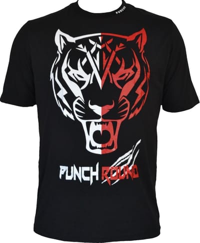 Punch Round Tiger Razor Shirt Zwart Wit Rood - XXXL
