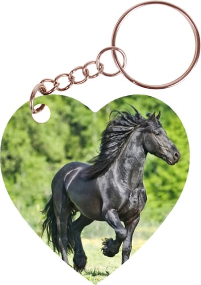 Sleutelhanger hartje 5x5cm - Fries Paard in Wei
