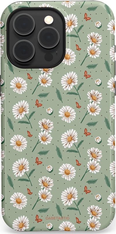 Casetastic Hoesje Geschikt voor Apple iPhone 15 Pro Max Magsafe - Stijlvolle Beschermende Duo-layer Case - Vleugels en madeliefjes