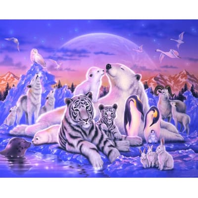 5D Diamond Painting Tijger ijsbeer Diamond Borduren Kruissteek Strass Mozaïek Schilderen 20X30CM purple