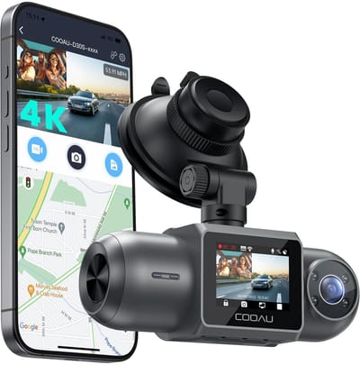 COOAU Dubbele dashcam - Autodashcam - Ultra 4K & Full HD - Camera voor en achter - WiFi & GPS - met app - G-sensor - Nachtzicht - Loopopname - G-sensor - Parkeerbewaking