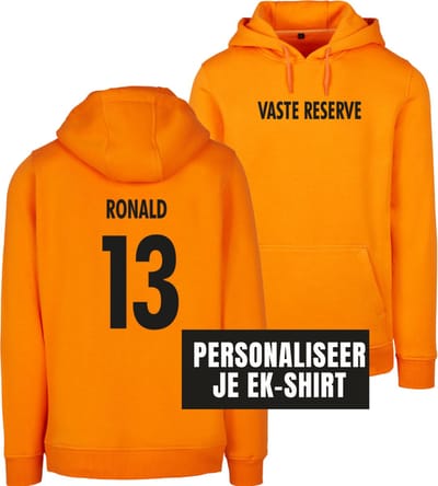 Hoodie oranje XL - Gepersonaliseerd - Vaste reserve - soBAD. | WK | Unisex | Sweater dames | Sweater heren | Voetbal
