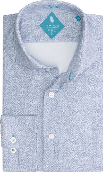 District Indigo Performance Overhemd Herringbone Light Blue (7.12.025.702 - 318)