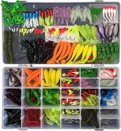 Complete Set van 301 Stukken Rubber Vissersaccessoires - Vissersgereedschap, Haakjes, Aas voor Snoek, Forel en Meer