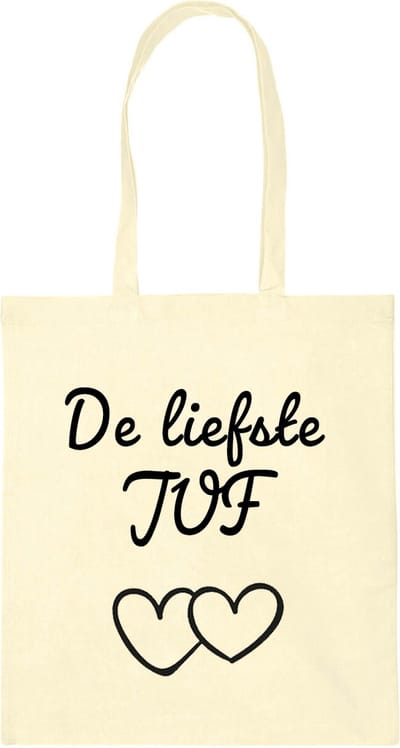 Canvas tas ecru - De liefste juf - katoenen tas - schoudertas dames - tassen dames - schoudertassen