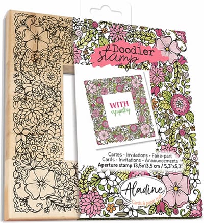 Aladine Aladine Houten Doodler Stempel 13,5x13,5 cm Lente Bloemen