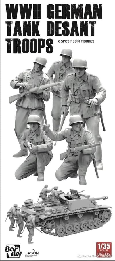 Border Model Modelbouwpakket - BR005 WWII German Tank Desant Troops - 5 Resin Figures Resin onderdeel - 1:35 - Modelbouw