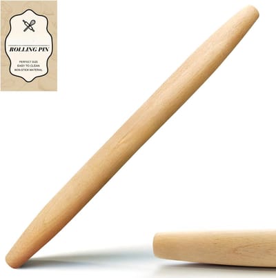 Famanu – Franse deegroller van beukenhout – 43 cm – glad en stevig – geschikt voor pizzadeeg, taart en koekjes