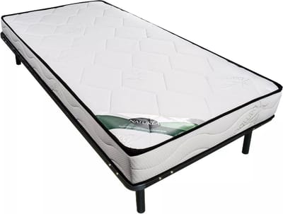 Vente-unique Set 90 x 190 cm lattenbodem + matras van schuim en tijk van bamboe - KANANI van NATUREA