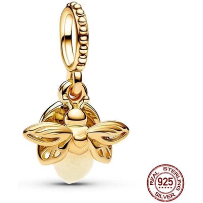 Bedelcomponenten Koperen Metaal Gloeiende Vuurvliegjes Bedelcomponenten Kralencomponenten Compatibel Met 3mm Authentiek Origineel Armband Hoog beige