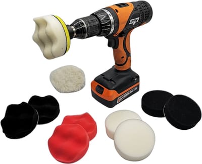 Polijstset van Ø80 mm 12 delige polijstschijven set met velcro steunschijf M10 aansluiting voor polijstmachine en boormachine adapter voor o.a. auto en koplampen
