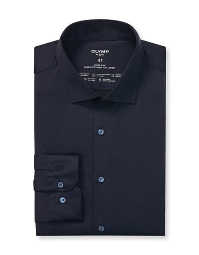 OLYMP No. Six 24/Seven Overhemd, Super Slim, Modern Kent, Marineblauw