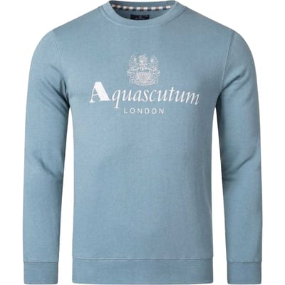 Aquascutum Heren Sweatshirt met groot logo Active (Blauw)