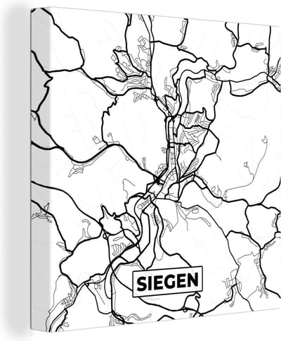 Canvas Schilderij Siegen - Kaart - Plattegrond - Stadskaart - 20x20 cm - Wanddecoratie