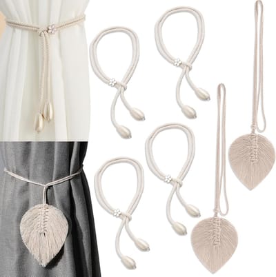 Solidchoice - Set van 6 Handgebreide Gordijnhouders