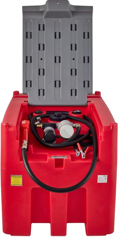 Draagbare dieseltank, inhoud 116 gal, debiet 10 GPM, 12V elektrische pomp, slang van 13,1 ft, PE-materiaal, rood, voor eenvoudig transport van brandstof