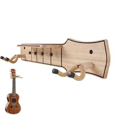 Gitaar muurbeugel - Gitaarhouder Hout - Instrument Ophangen - Met Opbergvak - 20.5 x 10 x 4.5 cm - Houtkleur