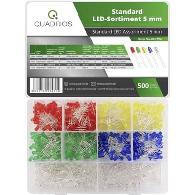 Quadrios 23O192 LED-assortiment Rood, Groen, Geel, Blauw, Wit 5 mm 20 mA 2 V, 3 V