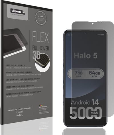 dipos FLEX – Matte Privacy Screenprotector geschikt voor invens Halo 5 | Volledige Schermbescherming | Case-Friendly