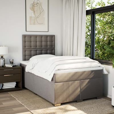 vidaXL - Boxspring - met - matras - stof - taupe - 120x190 - cm