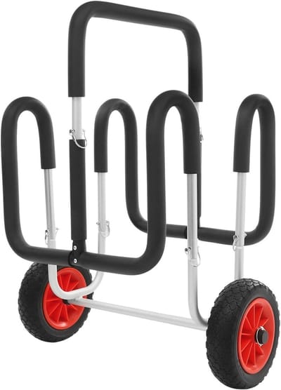 Kayak Transportkar - Sup Trolley - Water Sport Vervoer - Dubbele SUP Capaciteit - 176 lbs - Zwart Rood