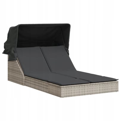 Dubbele Loungestoel met Kussens en Zonnedak - Tuin, Balkon
