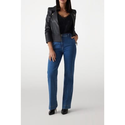 GUESS Peggy Leather Jacket Jet Black A996 Taglia: 42 | Giacche di pelle Outlet | Donna | Nero