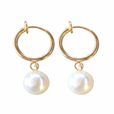 Klem oorringen- Parijs Synthetische Parel- Goudkleurig 5.8 mm- geen gaatje- Charme Bijoux