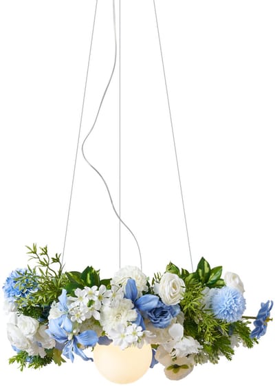 QAZQA flower power - Bohemian Plafondlamp - 1 lichts - Ø 55 cm - Blauw - Woonkamer | Slaapkamer | Keuken