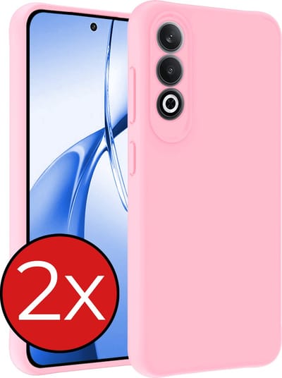 Hoesje - 2 Stuks - Geschikt voor OnePlus Nord CE4 - Sterk & Shockproof - Telefoonhoes - Back Cover - Case Siliconen - Telefoon Hoes - Lichtroze
